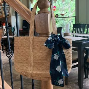 Draper James Scarf Rattan Bag